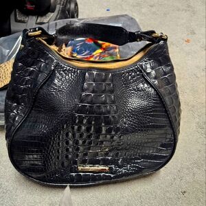 Elegant Black Hobo Crocodile-Embossed Women's Bag by Brahmin